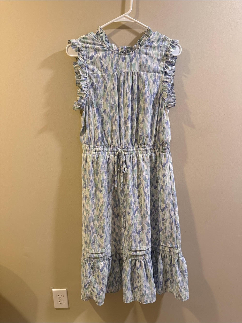 Pinch Pastel Blue & Green Floral Ruffle Dress